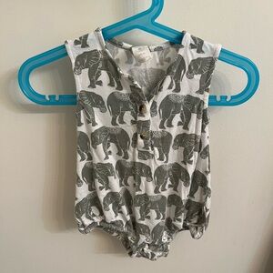 Kate Quinn Gray Elephant Print Bodysuit